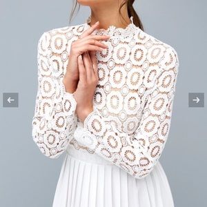 Alice White Crochet Top Midaxi Dress With Pleated Skirt